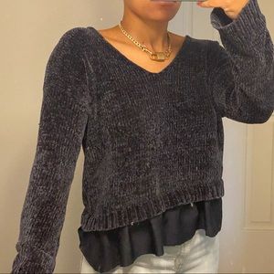 American Eagle Navy Velour Sweater